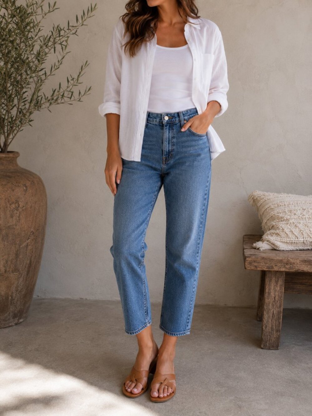 Madewell 90s Straight Crop Jeans Women’s 32 Medium Wash High Rise Denim